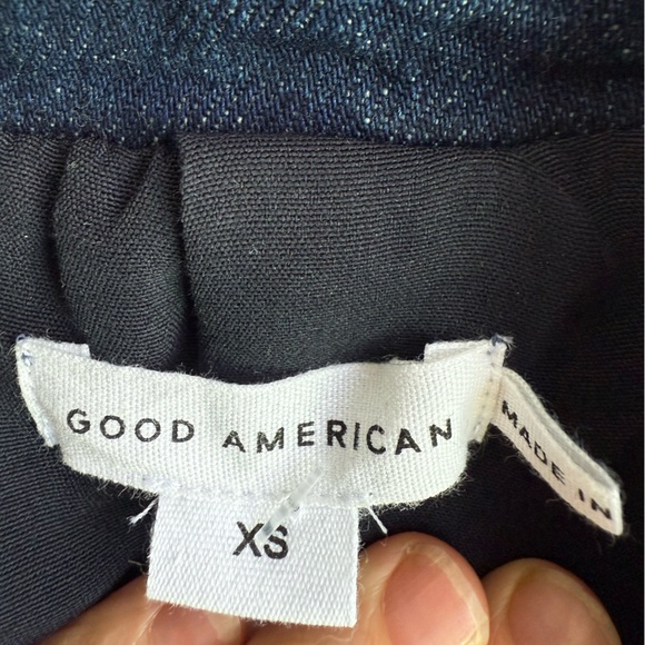 Good American DENIM SCULPTED BLAZER IN NAVY Size XS - Picture 7 of 8